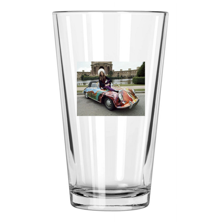 Famous Rock Singer Janis Joplin On Her Car Artist 2 Pint Beer Drinking Glass