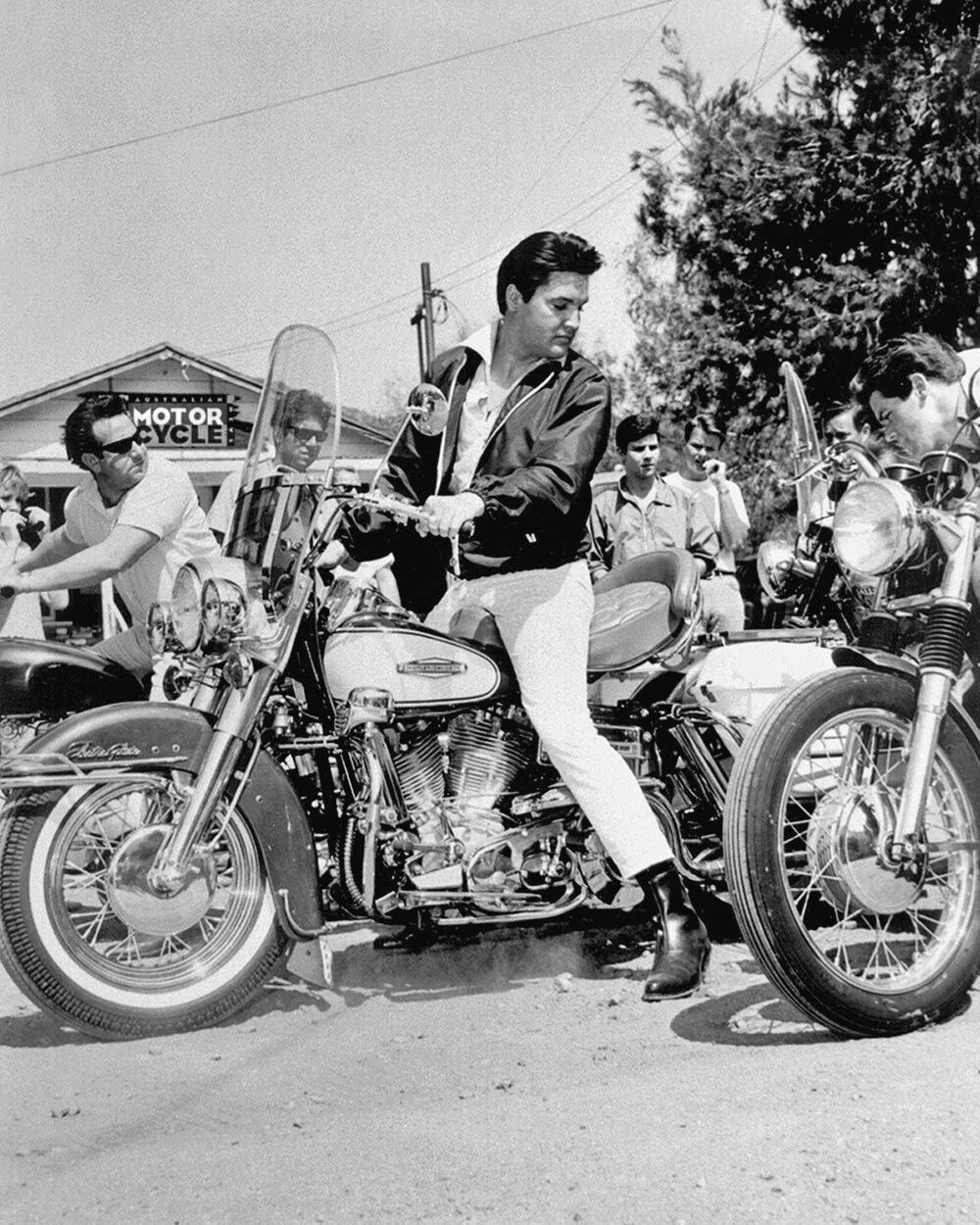 Famous Singer Elvis Presley Glossy Magnet Harley Davidson Motorcycle Print 1