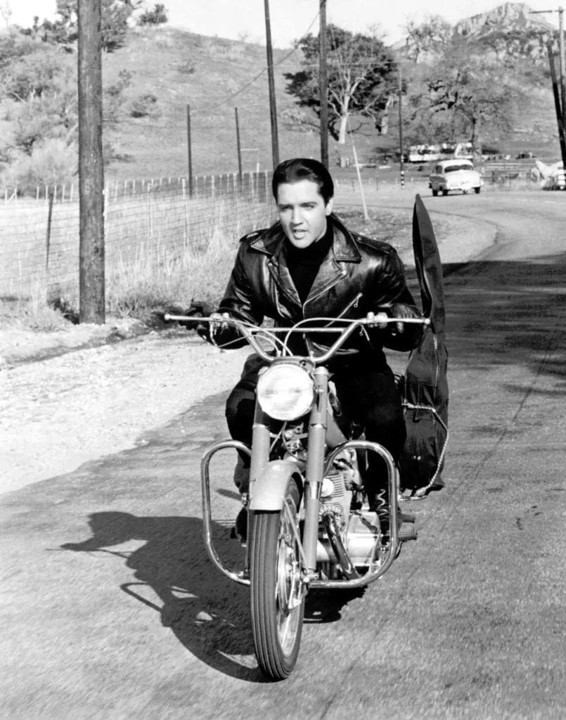 Famous Singer Elvis Presley Glossy Magnet Harley Davidson Motorcycle Print 2