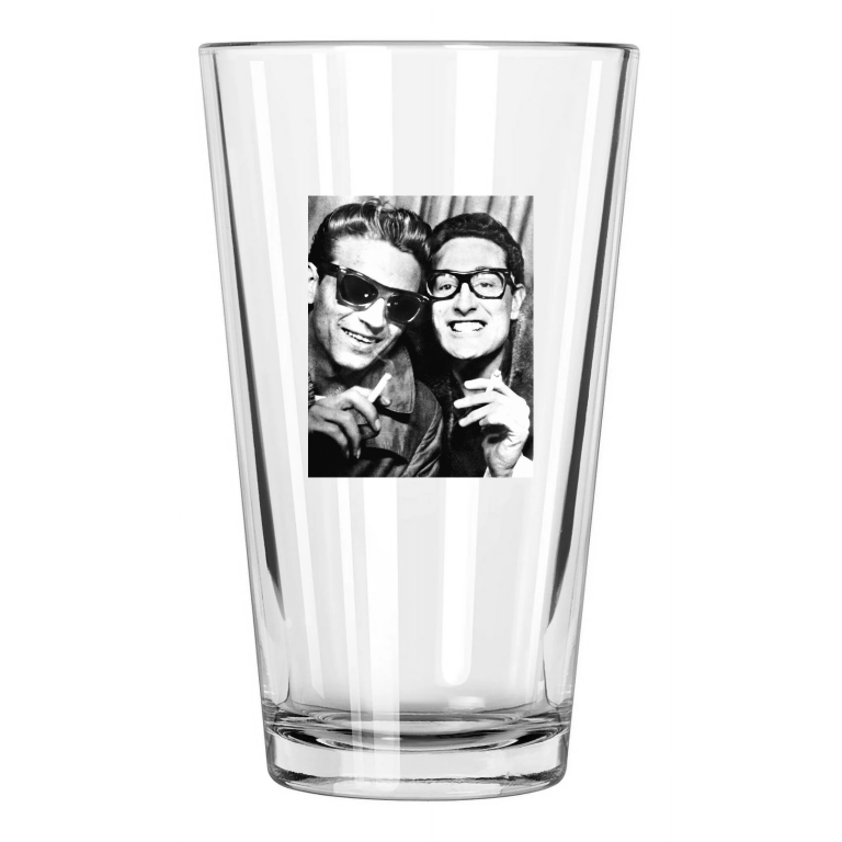 Famous Singers Buddy Holly And Wayne Jennings Booth Pint Beer Drinking Glass
