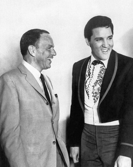 Famous Singers Frank Sinatra And Elvis Presley Glossy Keychain Keychain