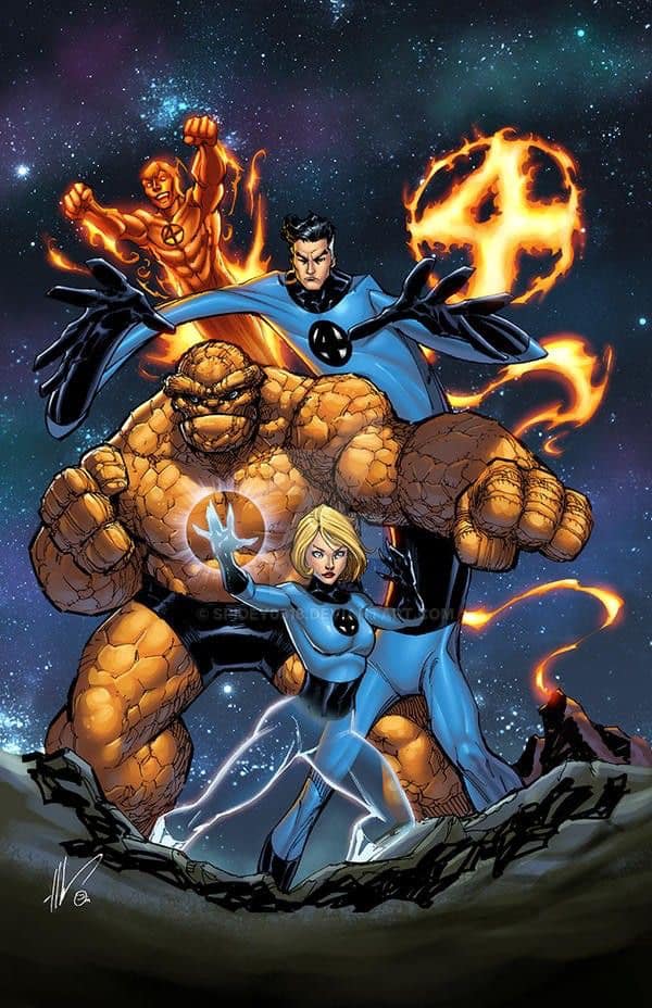 Fantastic Four Heroes Space Print Poster