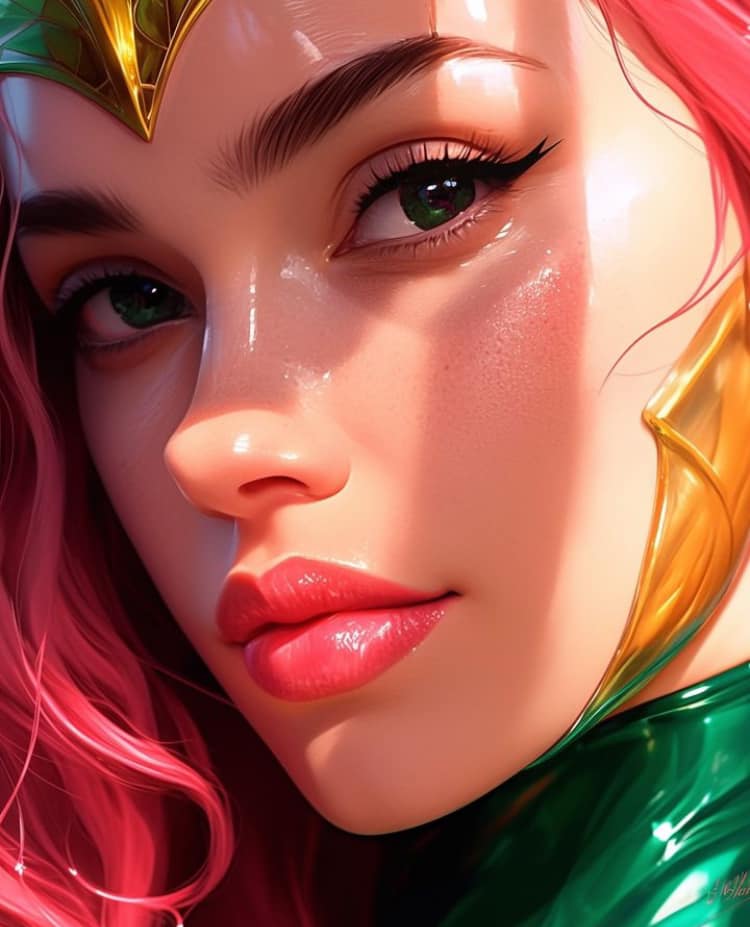Fantasy Character Portrait With Pink Hair Print Poster