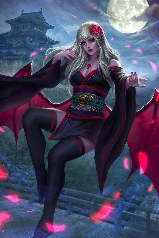 Fantasy Vampire Female Drawing Painting Print Jigsaw Puzzle