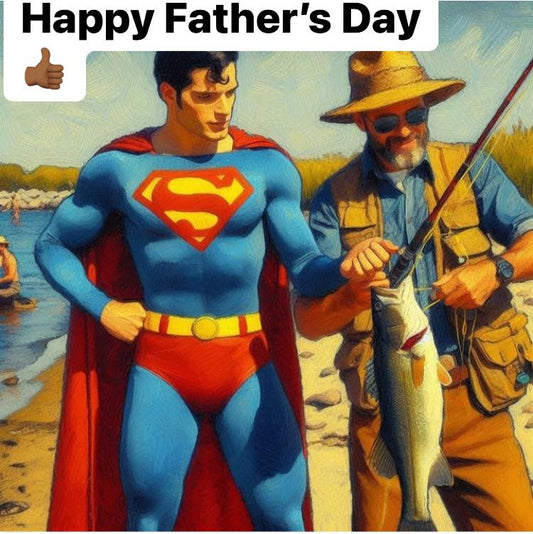 Father'S Day Fishing With Superman Print Poster