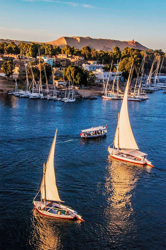 Feluccas At Aswan Sailboat Painting Print Jigsaw Puzzle
