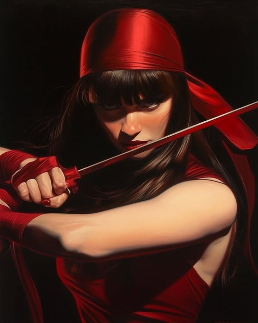 Female Warrior Red Sword Print Poster