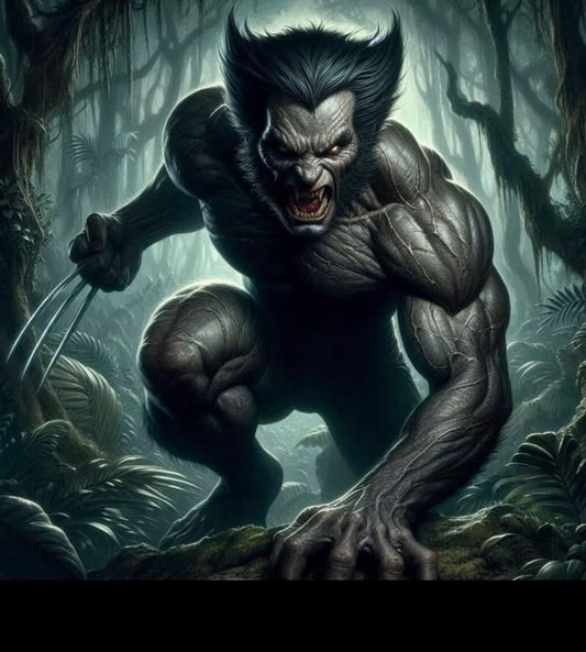 Feral Werewolf In Forest Print Poster