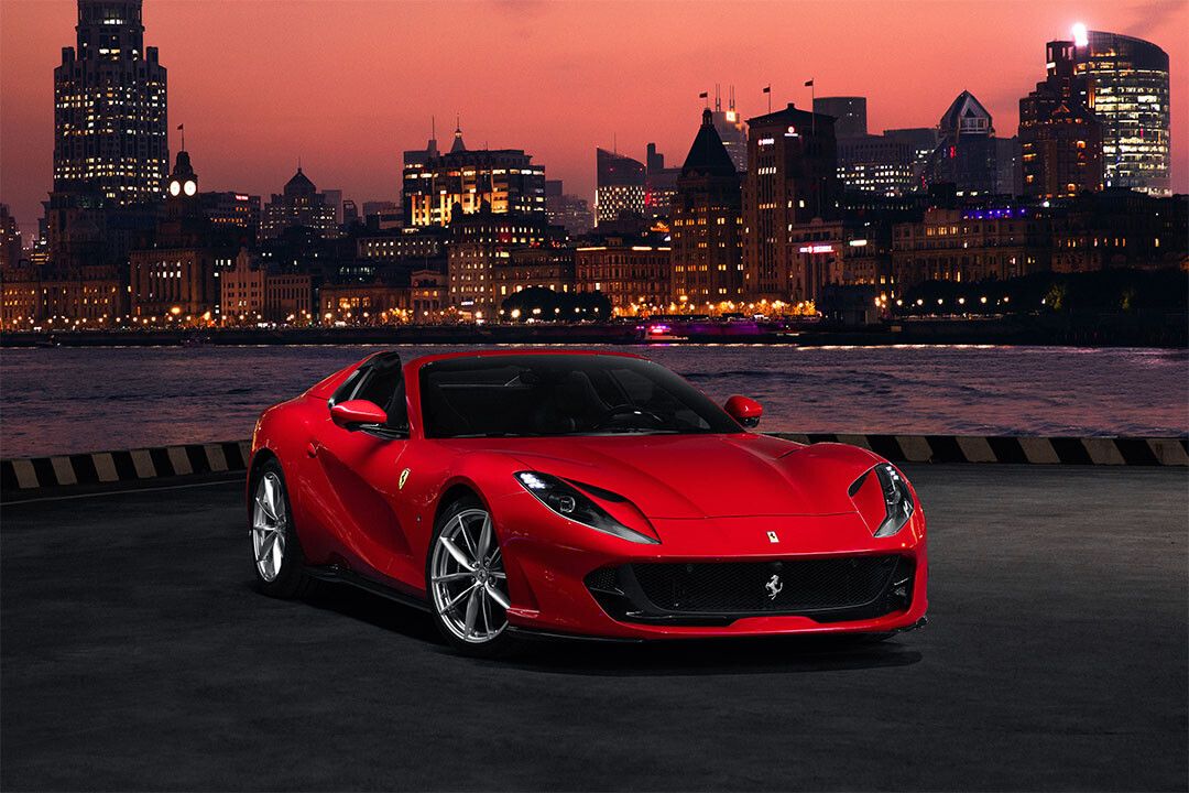 Ferrari 812 Gts Red Sporty Car City Lights Wall Decor Jigsaw Puzzle