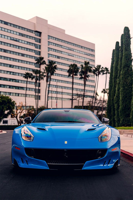 Ferrari F12 Blue Sports Automobile Front View Jigsaw Puzzle