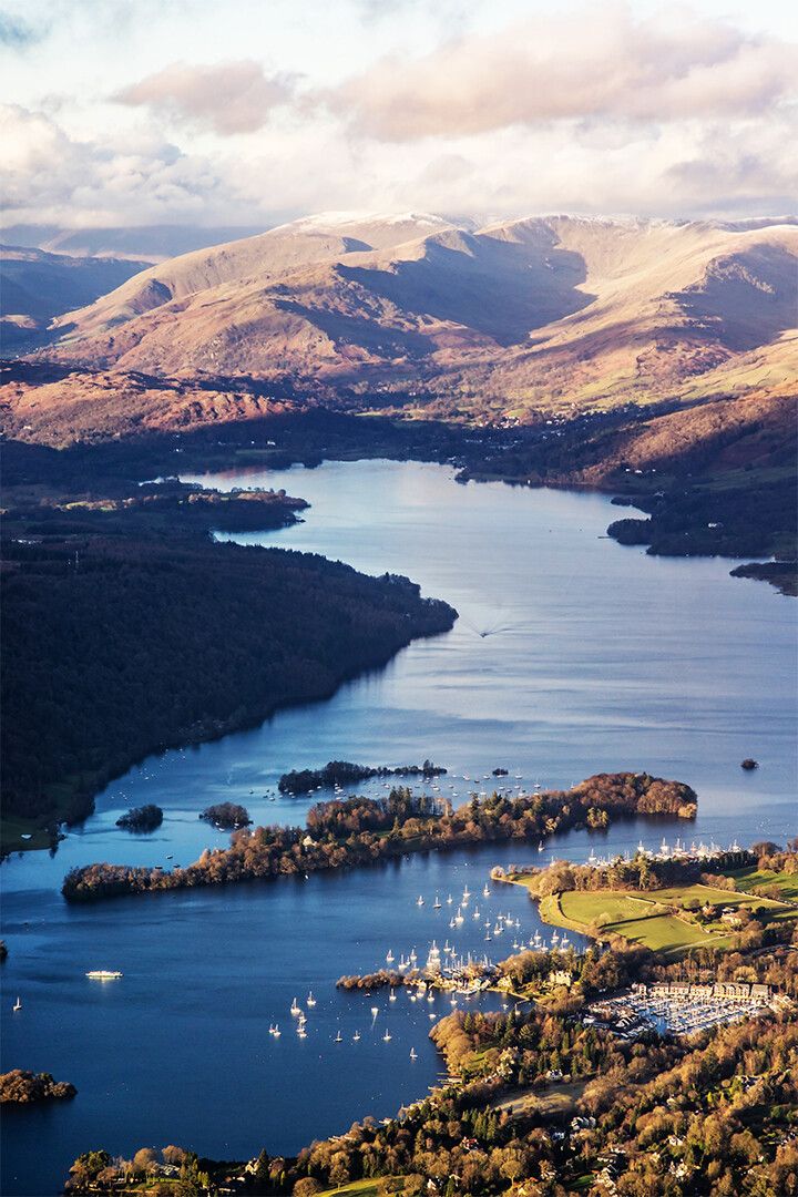 Ferry On Lake Windermere England Painting Print Jigsaw Puzzle