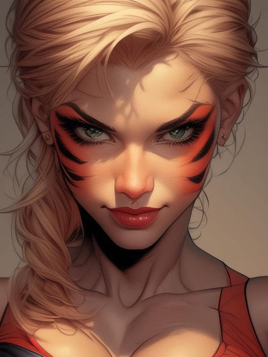 Fierce Female Portrait Tiger Makeup Print Poster