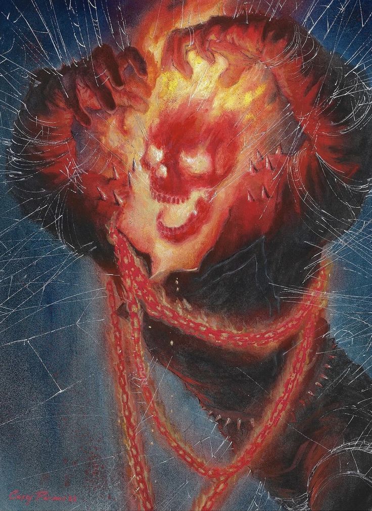 Fiery Ghost Skull Artwork Print Poster