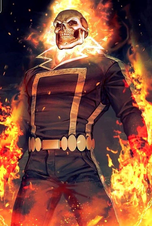 Fiery Skeleton Superhero Print Poster