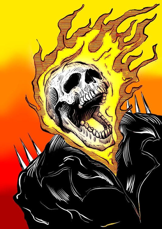 Fiery Skull Artwork Print Poster