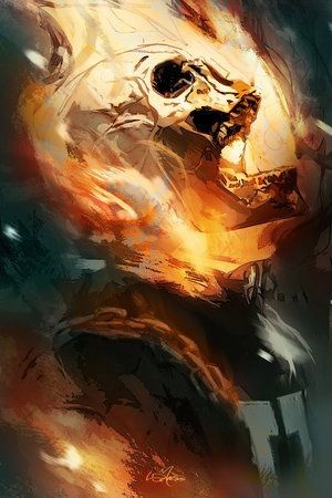 Fiery Skull Artwork (2) Jigsaw Puzzle