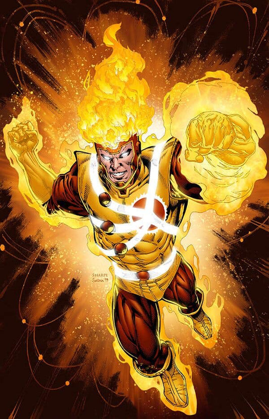 Fiery Superhero Action Illustration Print Poster