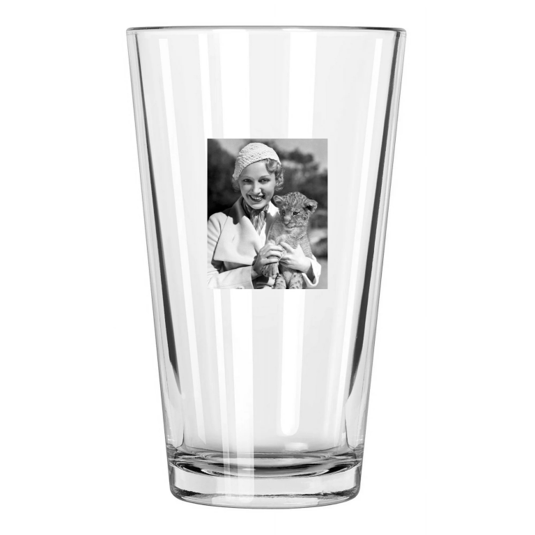 Film Actress Leila Hyams With Cub Hollywood Model Portrait Pint Beer Glass
