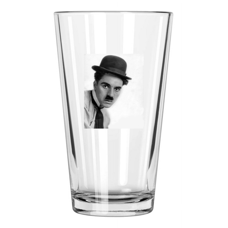 Film Silent Actor Charlie Chaplin 'The Tramp' Photo Pint Beer Drinking Glass