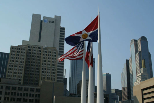 Flags At City Hall Dallas Texas Picture Poster Photo Print