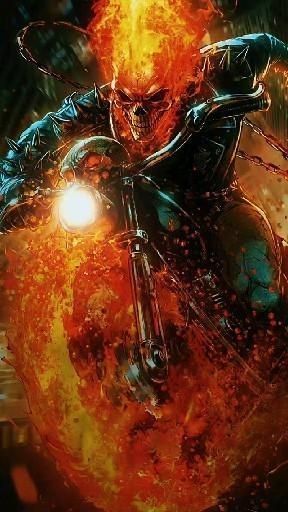Flaming Motorcycle Hero Print Poster