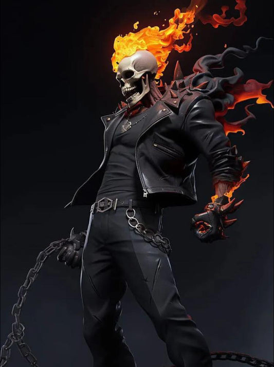 Flaming Skeleton Hero (2) Print Poster