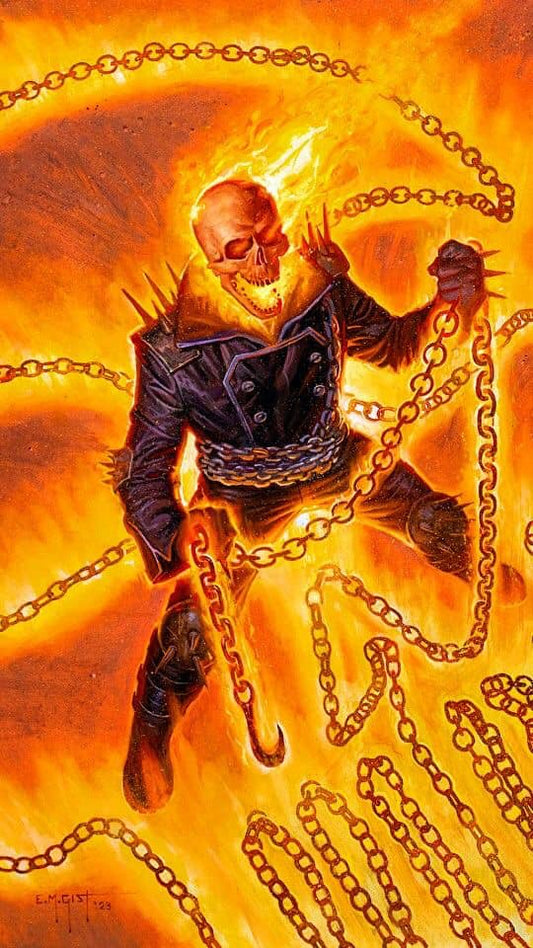 Flaming Skeleton With Chains Print Poster