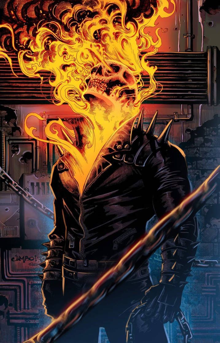 Flaming Skull Warrior Print Poster