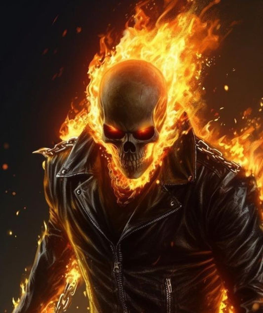 Flaming Skull Wearer Print Poster