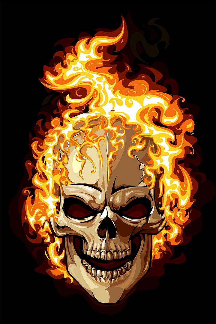 Flaming Skull Artwork Fantasy Print Painting Jigsaw Puzzle