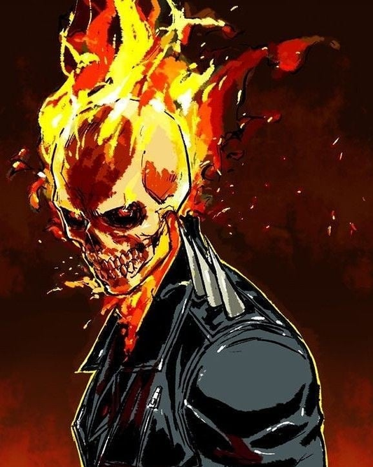 Flaming Skull Character 437 Print Poster
