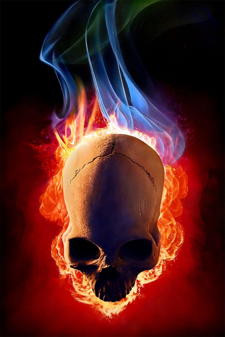Flaming Skull Design Fantasy Painting Print Jigsaw Puzzle