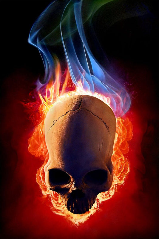 Flaming Skull Design Fantasy Painting Print Jigsaw Puzzle