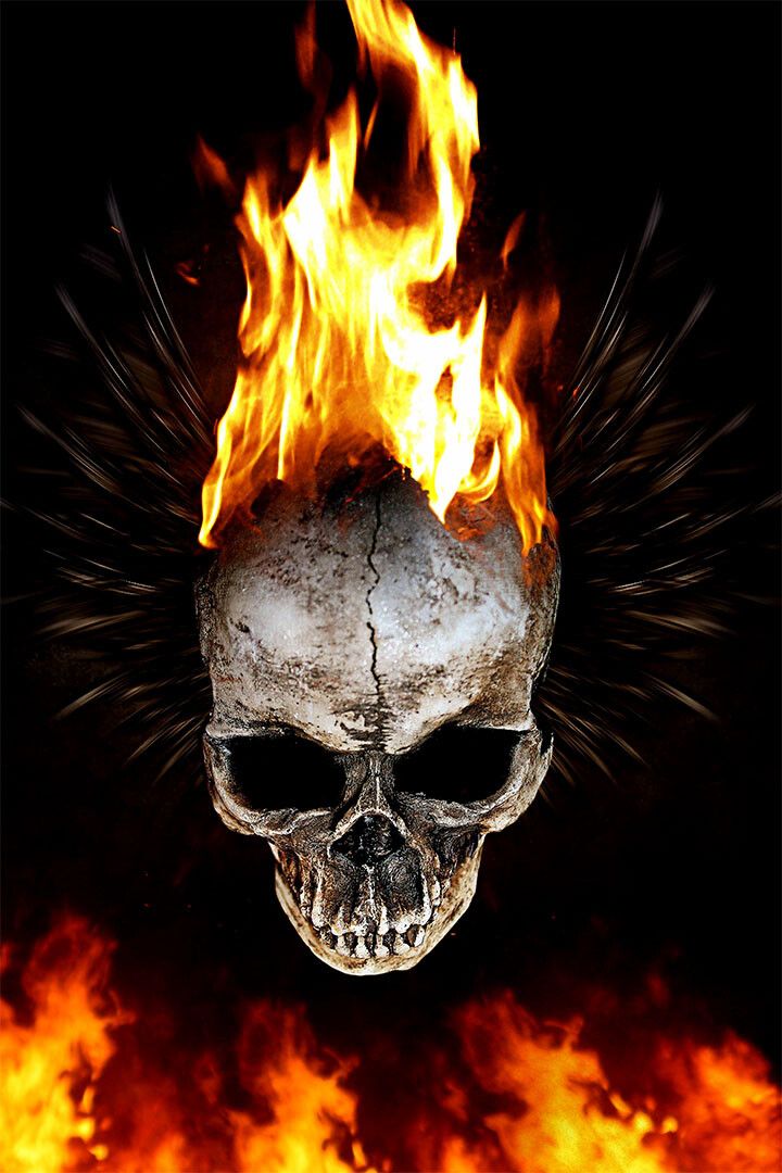 Flaming Skull Fantasy Design Painting Print Jigsaw Puzzle