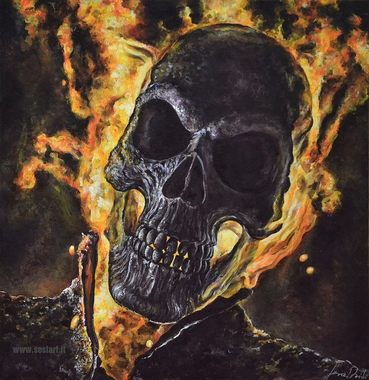 Flaming Skull Ghost Rider 6731 Print Poster