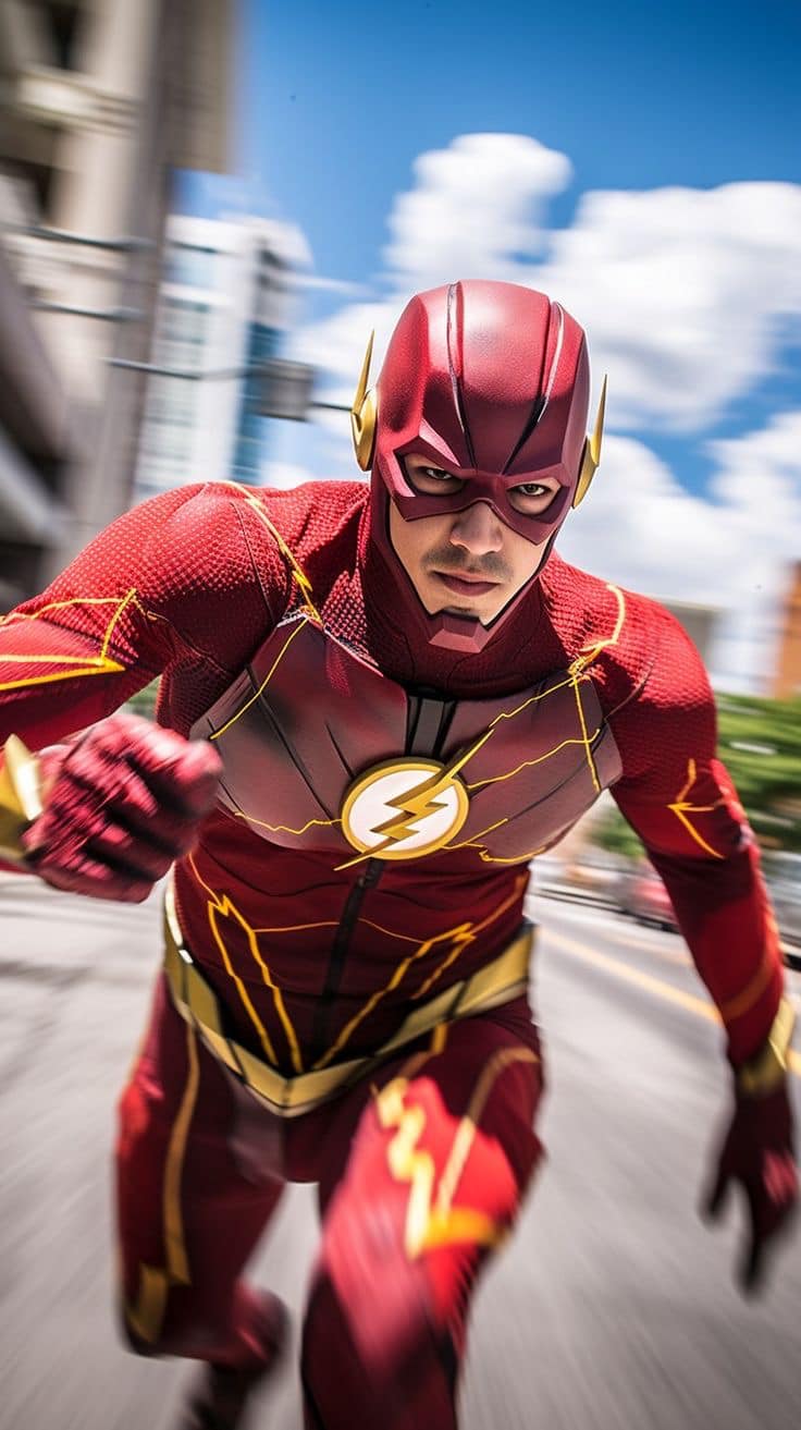 Flash Character Running City Print Poster