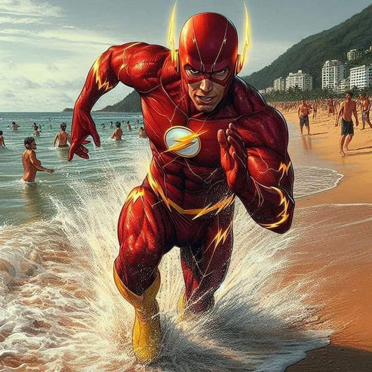 Flash Running Beach Print Poster