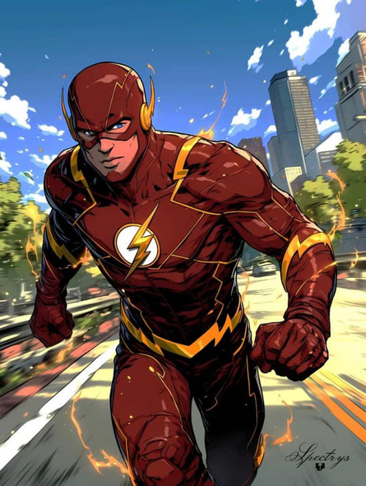 Flash Running Cityscape Print Poster