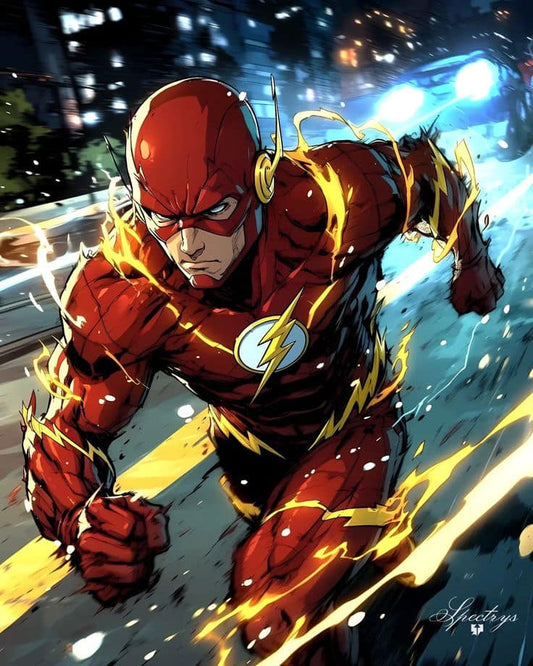 Flash Running Night Scene (2) Print Poster