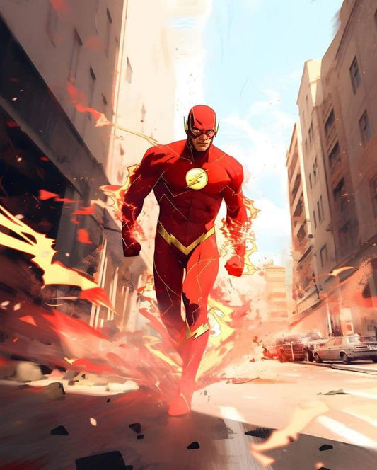 Flash Running Through City Print Poster