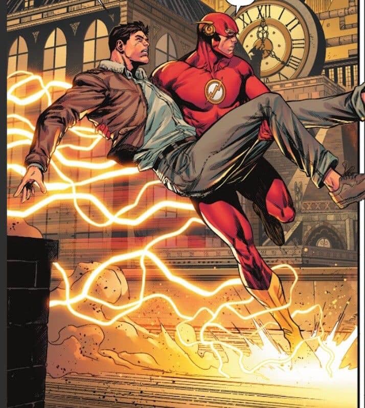 Flash Saving Civilians Action Scene Print Poster