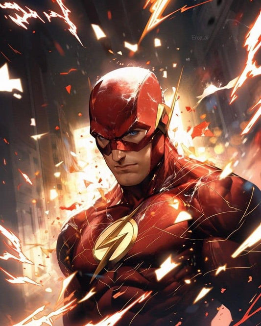 Flash Superhero Action Portrait Print Poster