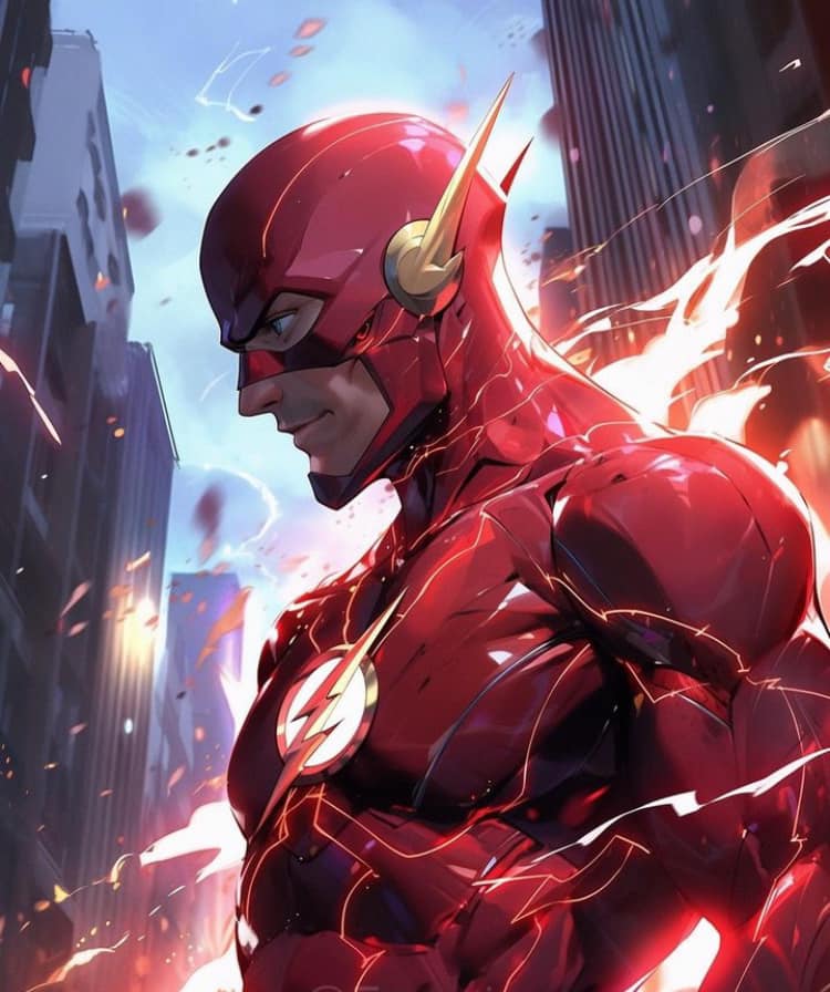 Flash Superhero Portrait Cityscape Print Poster