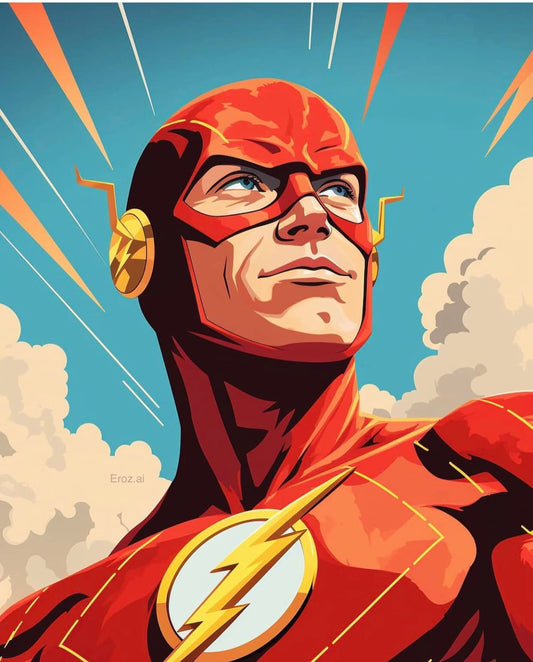 Flash Superhero Portrait (2) Print Poster