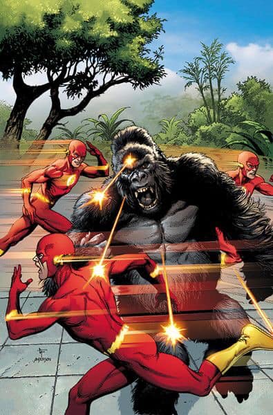 Flash Vs Gorilla Grod Action Scene Print Poster