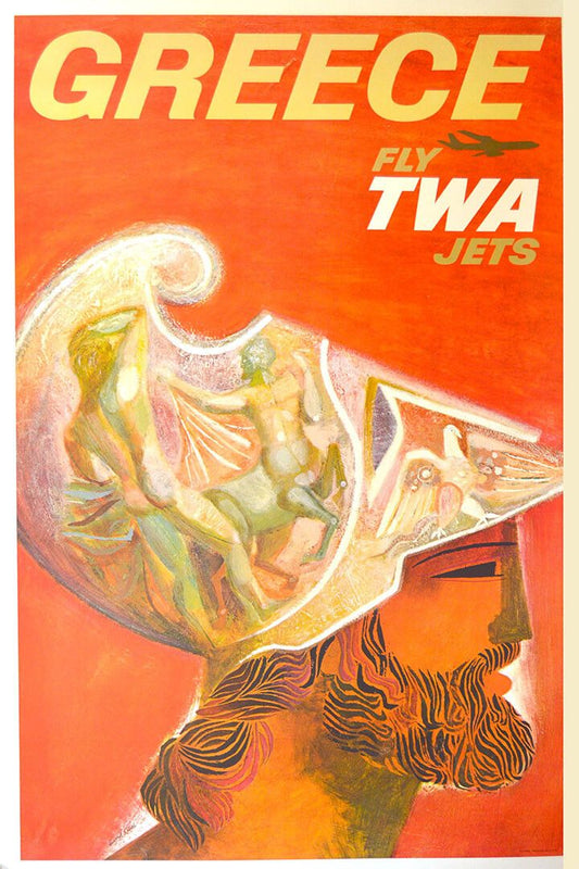 Fly To Greece With Twa Jets Vintage Style Travel Jigsaw Puzzle