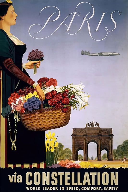 Fly To Paris France Via Constellation 1950S Vintage Travel Jigsaw Puzzle