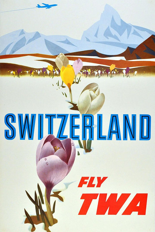 Fly Twa 1950S Visit Switzerland Vintage Airline Travel Jigsaw Puzzle