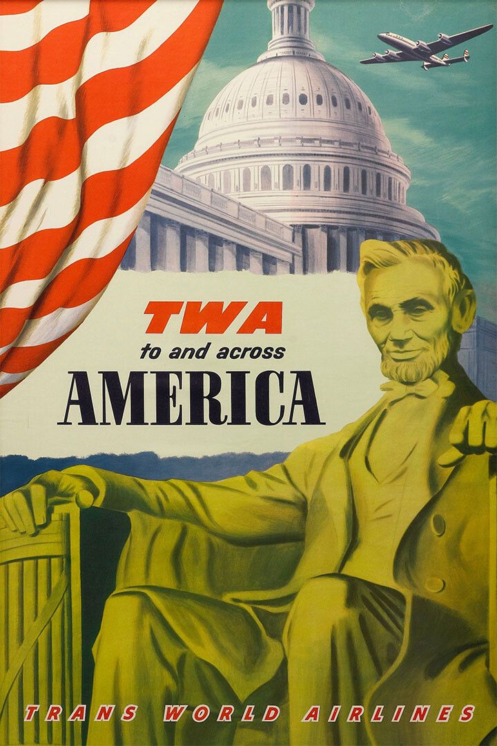Fly Twa To Washington Dc 1950S Vintage Airline Travel Jigsaw Puzzle