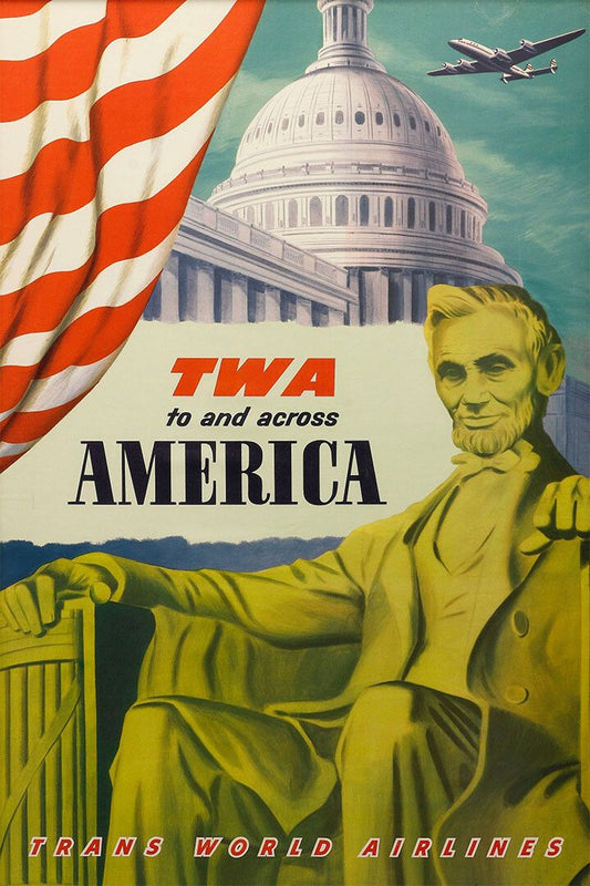 Fly Twa To Washington Dc 1950S Vintage Airline Travel Jigsaw Puzzle